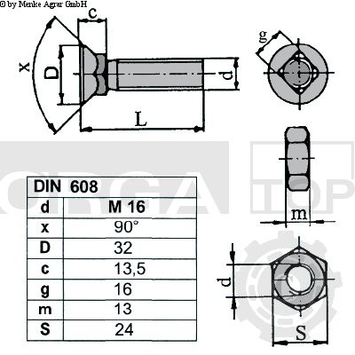 SURUB M16X90 G8.8