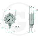 85000401 MANOMETRU 16 BARI Ø63mm - 1/4&quot;