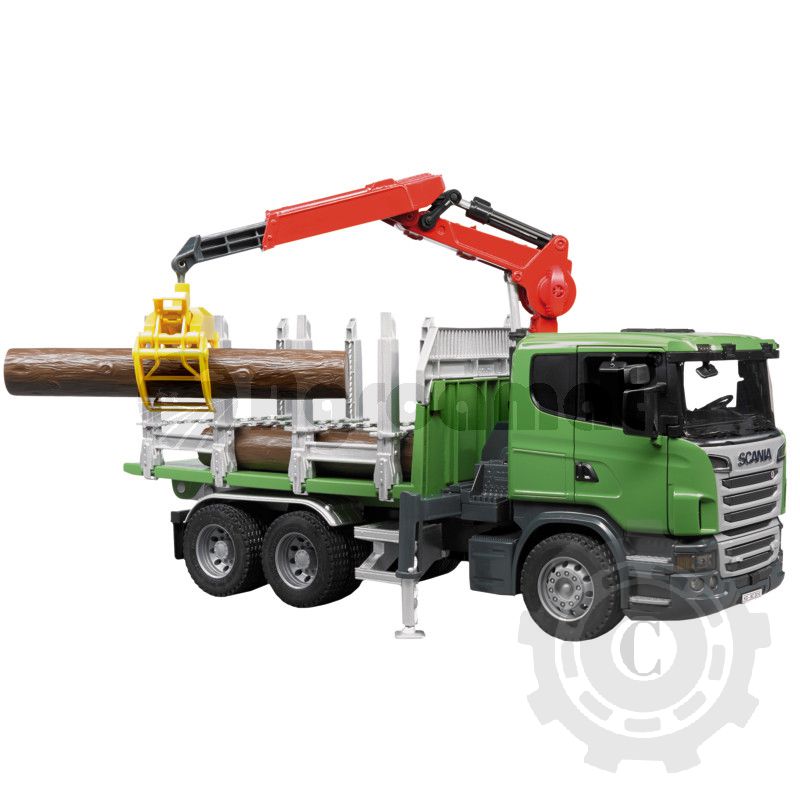 Camion transport lemn cu macara, graifar si 3 busteni